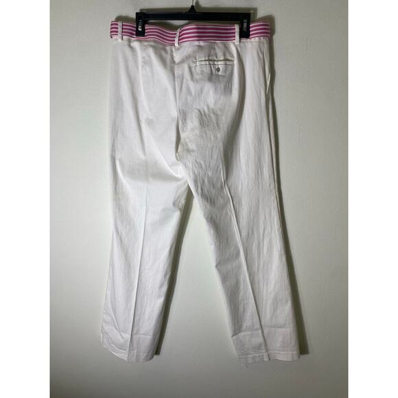 Sam Ty White Slacks W Grossgrain Belt Sz 14 - Picture 2 of 4